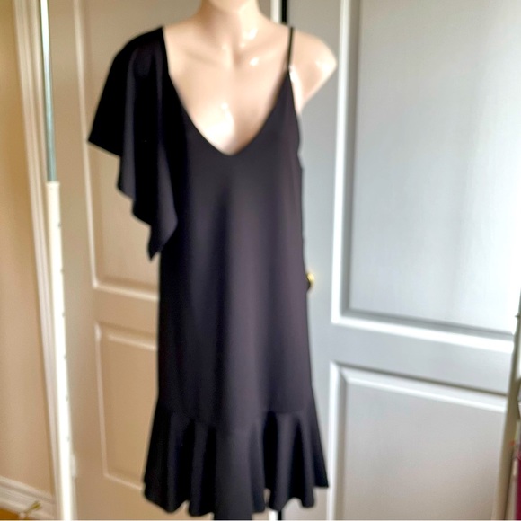 🌸3 for $30 ZARA  Black Dress Midi sleeveless V neckline Size S spaghetti  ru… - Picture 5 of 16